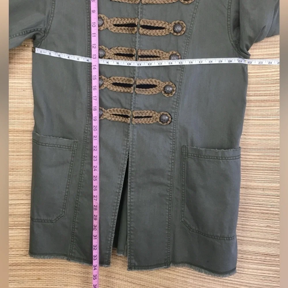 Free People Passenger Military Style Cotton Twill Jacket Blazer In Moss Size L